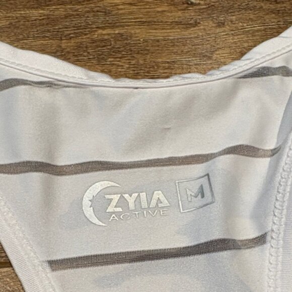 Zyia Active Havana Tank in White and gray camo and Striped Mesh - Picture 5 of 9